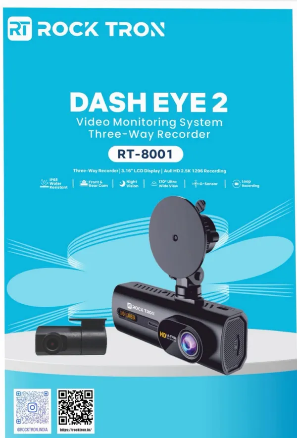 Rock_Tron_Dash_Eye_2_Threeway_Dash_Camera_Rt_8001_With_3.16_Inch_Lcd_Display_And_Night_Vision