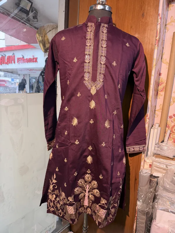 Purple_Cotton_Embroidered_Straight_Kurta_For_Men
