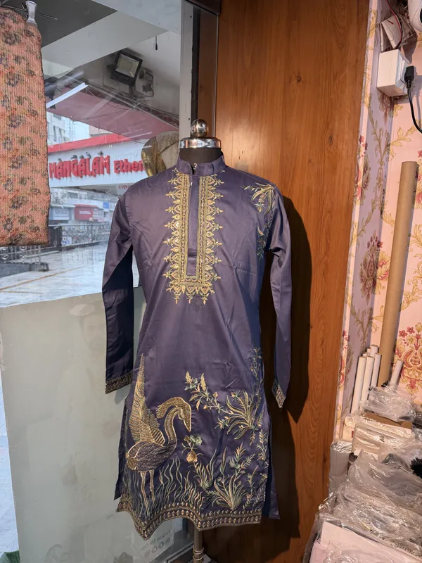 Navy_Blue_Cotton_Embroidered_Straight_Kurta_For_Men