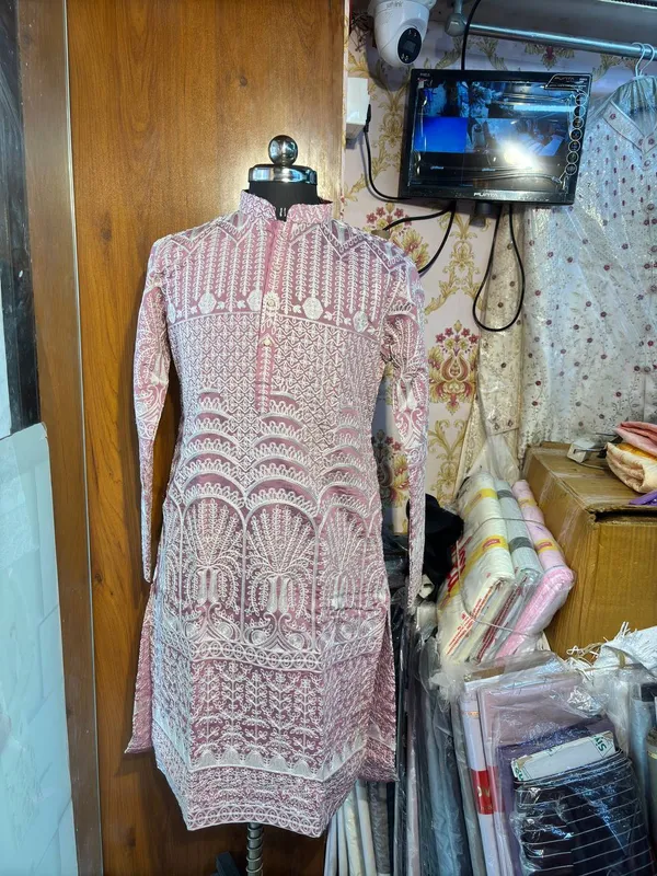 Pink_Cotton_Printed_Straight_Kurta_For_Men