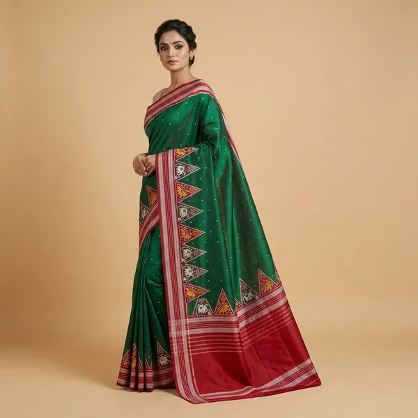 Green_Pochampally_Silk_Ethnic_Print_Saree_For_Women