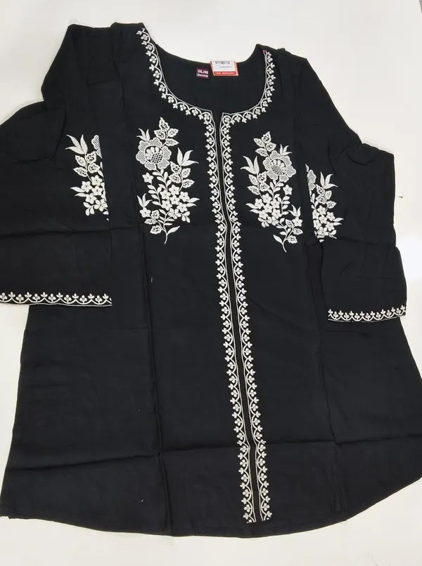 Black_Cotton_Straight_Cut_Floral_Embroidered_Kurti_For_Women