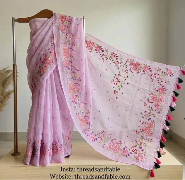 Pink_Elizabeth_Bennet_Linen_handwork_Saree_For_Women