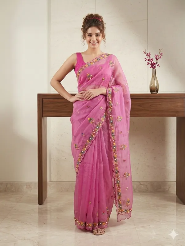 Pink_Lydia_Bennet_Organza_Handwork_Saree_For_Women