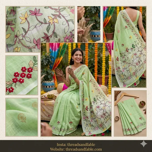 Green_Wild_Linen_Zari_Saree_For_Women