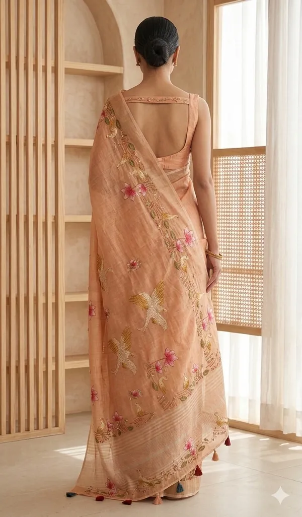 Peach_Debauchee_Of_Dew_Cotton_Saree_For_Women
