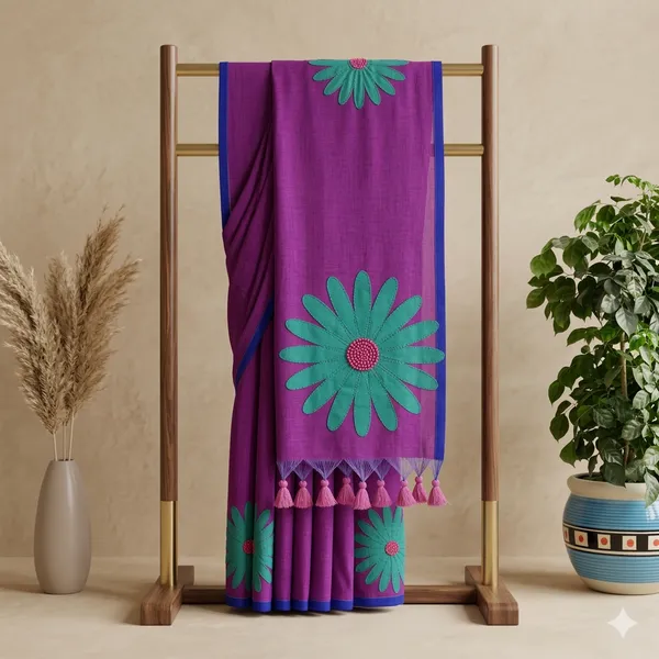 Purple_Marigold_Matchmaker_Cotton_Saree_For_Women
