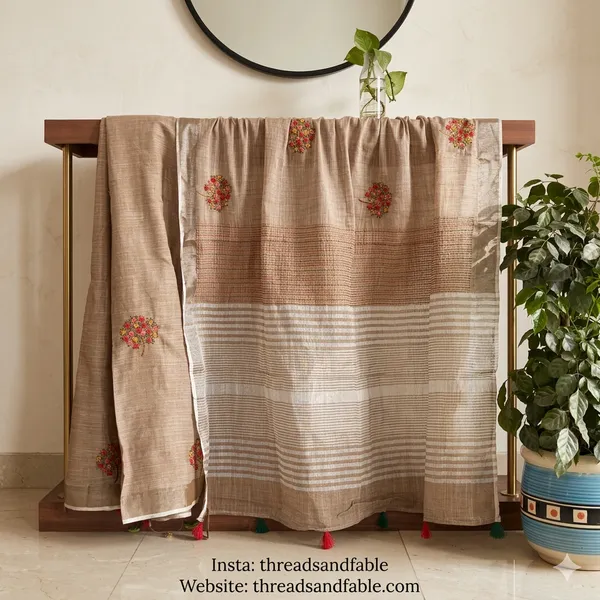Brown_Wessex_Weaver_Linen_Saree_For_Women