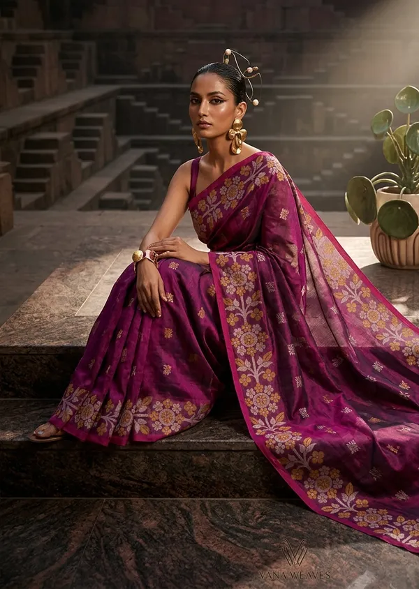 Purple_Nightingale_S_Song_Linen_Tissue_Saree_For_Women