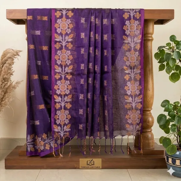Purple_Lotos_Eater_S_Dream_Linen_Tissue_Saree_For_Women