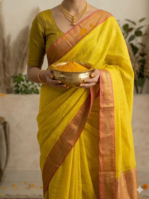 Yellow_Wildflower_Tess_Cotton_Saree_For_Women