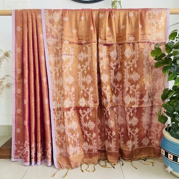 Rust_Orange_Autumnal_Glow_Tissue_Silk_Saree_For_Women
