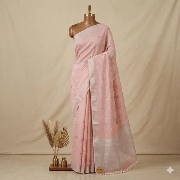 Pink_Woolfian_Ripple_Linen_Handwork_Saree_For_Women