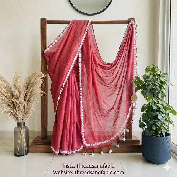 Carrot_Red_Bathsheba_Border_Khadi_Cotton_Saree_For_Women