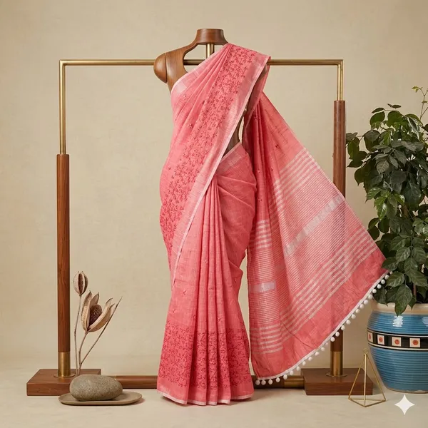 Carrot_Red_Eyre_Resilience_Linen_Saree_For_Women