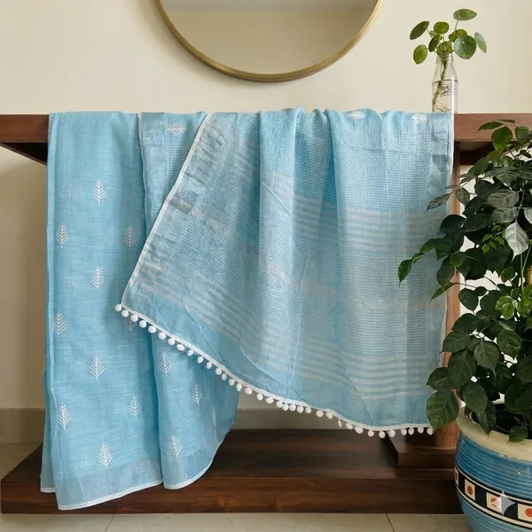 Pastel_Blue_Dashwood_Grace_Linen_Saree_For_Women