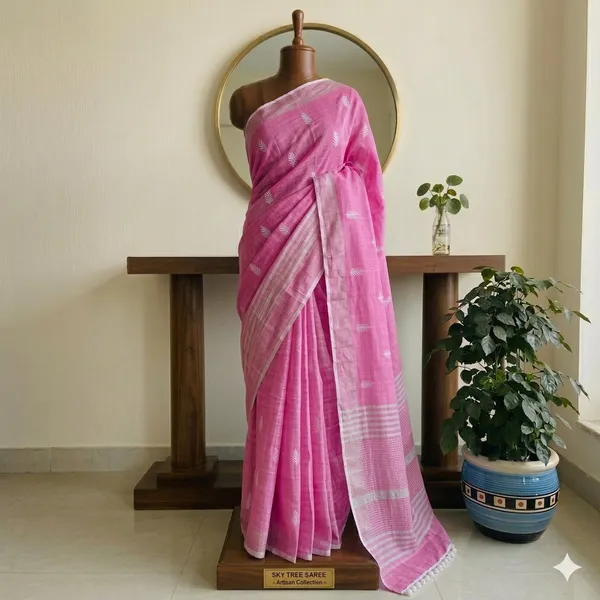 Pink_Dashwood_Grace_Linen_Saree_For_Women