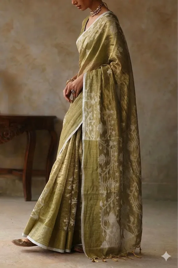 Dark_Green_Elizabeth_Verdant_Tissue_Silk_Saree_For_Women