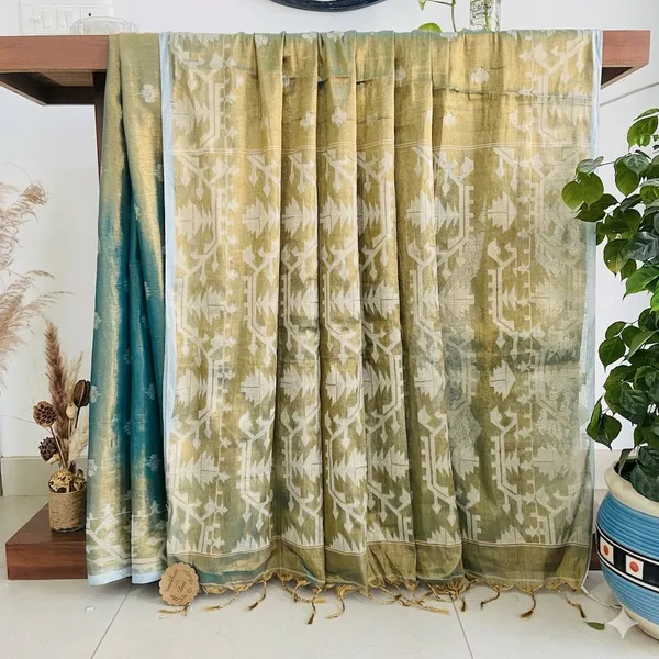 Dark_Green_Elizabeth_Verdant_Tissue_Silk_Saree_For_Women