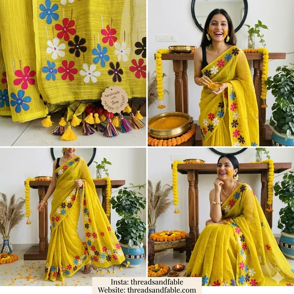 Yellow_Clarissa_Saffron_Cotton_Silk_Saree_For_Women
