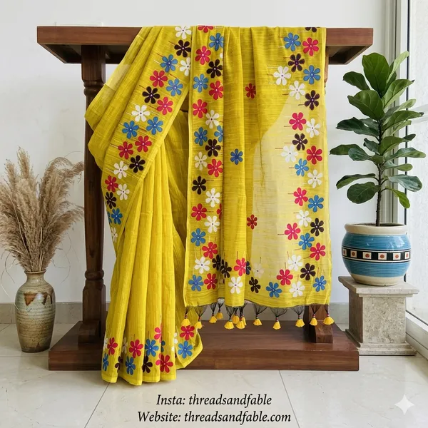 Yellow_Clarissa_Saffron_Cotton_Silk_Saree_For_Women