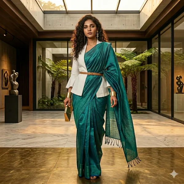 Peacock_Green_Palace_of_Illusion_Linen_Tissue_Saree