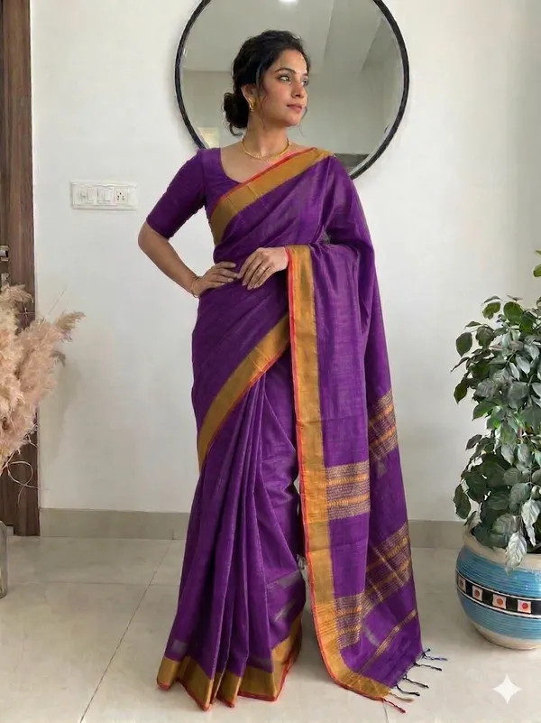 Purple_Wildflower_Tess_Cotton_Saree_For_Women