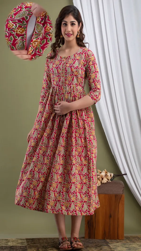 Multicolor_Floral_Print_Maternity_Anarkali_Dress_With_Full_Sleeves