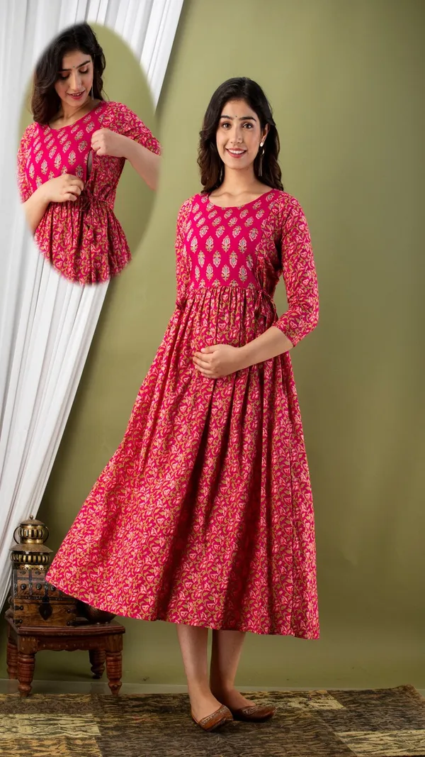 Pink_Floral_Block_Print_Cotton_Maxi_Dress_With_Nursing_Zipper_And_Pockets
