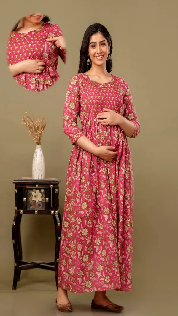 Pink_Floral_Maternity_Dress_With_Nursing_Access