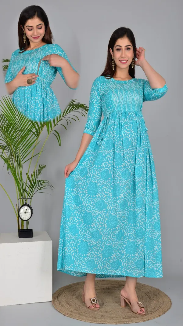 Turquoise_Blue_Printed_Maternity_And_Nursing_Maxi_Dress