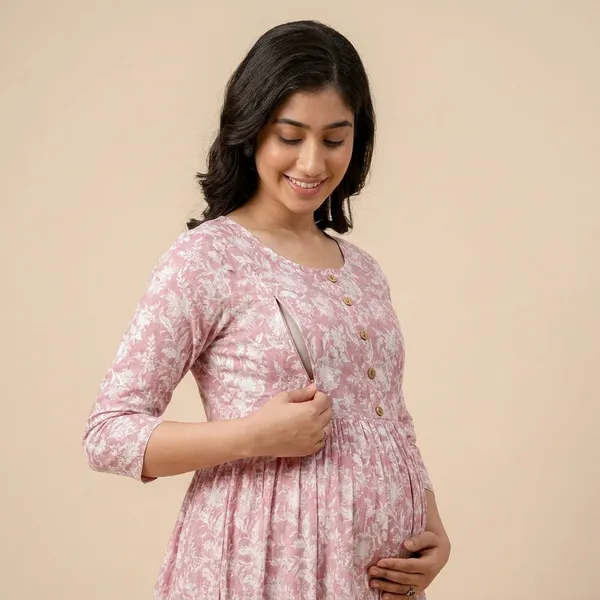 Pink_Floral_Maternity_Dress_With_Zipper_Feeding_Access