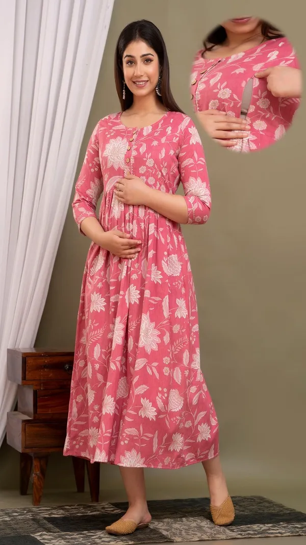 Pink_Floral_Printed_Maternity_Dress_With_Button_Front_Detail
