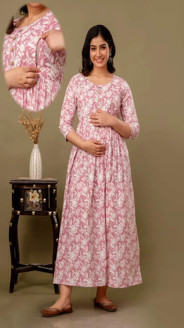 Pink_Floral_Maternity_Dress_With_Zipper_Feeding_Access