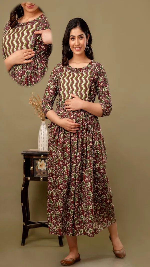 Womens_Maternity_Maxi_Dress_With_Chevron_Print_And_Floral_Pattern