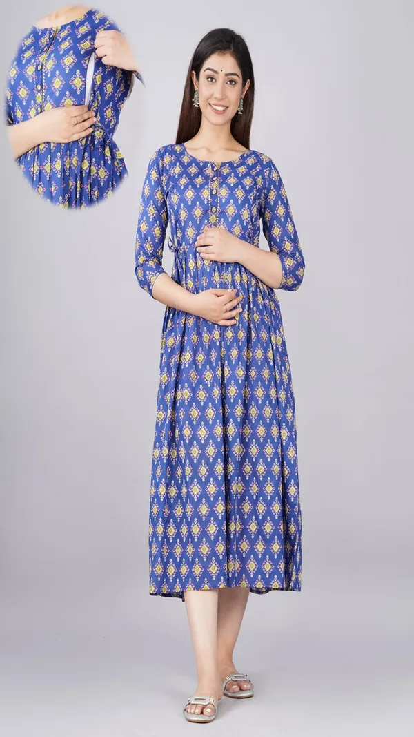 Maternity_And_Nursing_Friendly_Blue_Printed_Midi_Dress_With_Zipper_Front