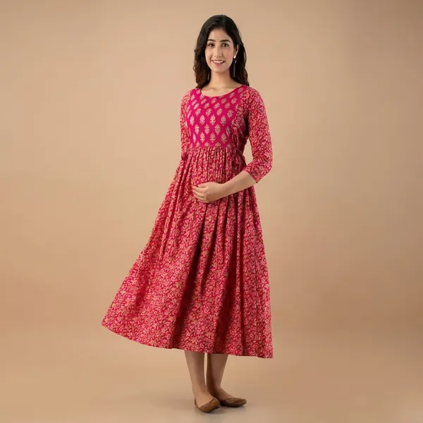 Pink_Floral_Block_Print_Cotton_Maxi_Dress_With_Nursing_Zipper_And_Pockets