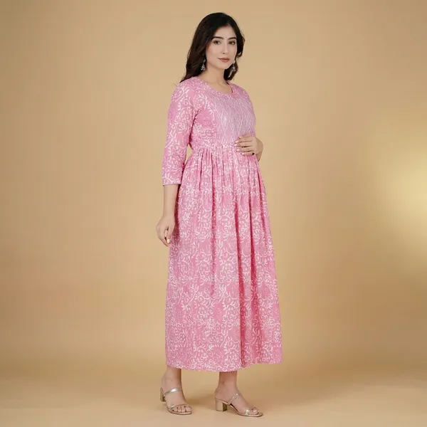 Pink_Printed_Anarkali_Kurti_For_Women_Ethnic_Flared_Maternity_Dress