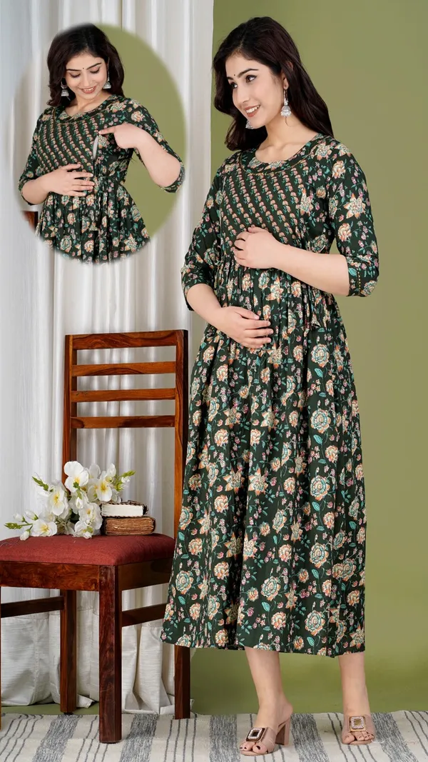 Green_Floral_Maternity_Dress_With_Smocked_Bodice