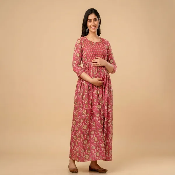 Pink_Floral_Maternity_Dress_With_Nursing_Access