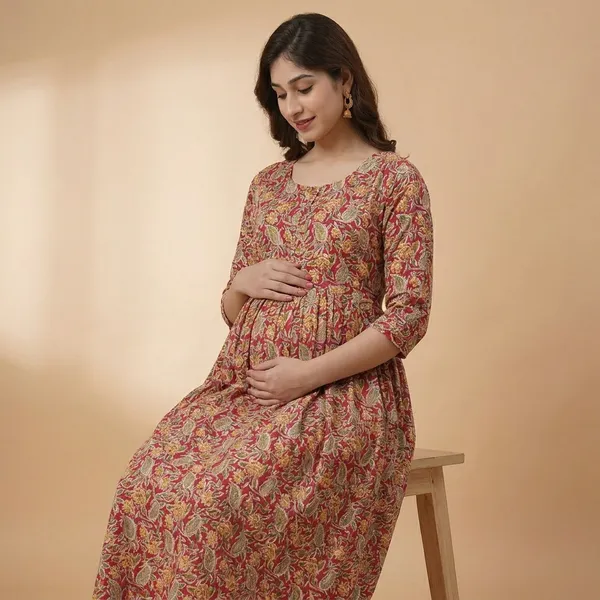 Multicolor_Floral_Print_Maternity_Anarkali_Dress_With_Full_Sleeves