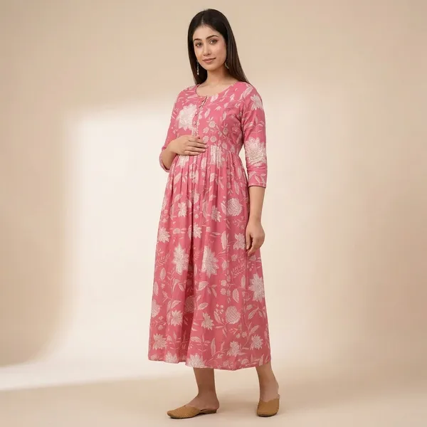 Pink_Floral_Printed_Maternity_Dress_With_Button_Front_Detail