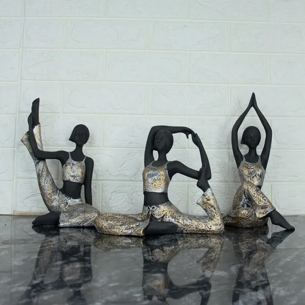 Set_Of_3_Decorative_Yoga_Figurines_Black_&_Silver