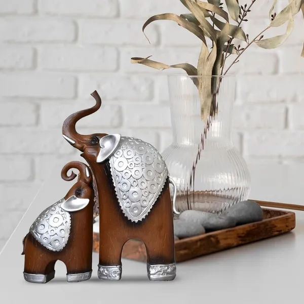 Decorative_Elephant_Figurine_Set_Brown_And_Silver_Set_Of_2