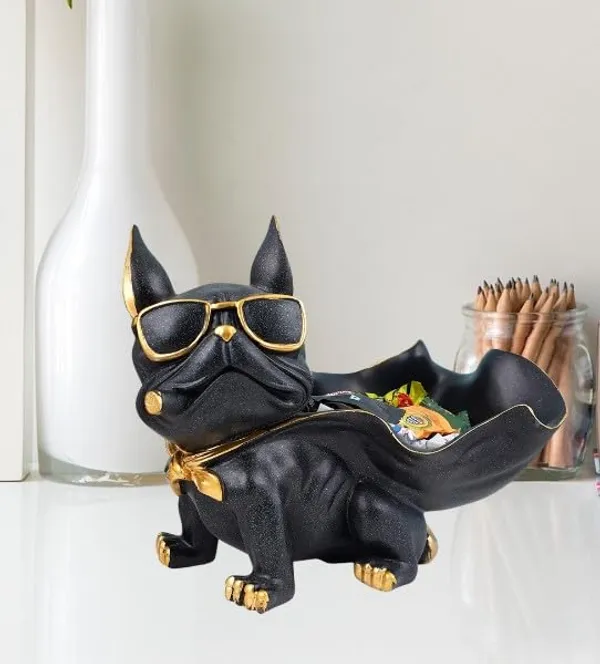 French_Bulldog_Resin_Storage_Bowl_Black_With_Gold_Accents