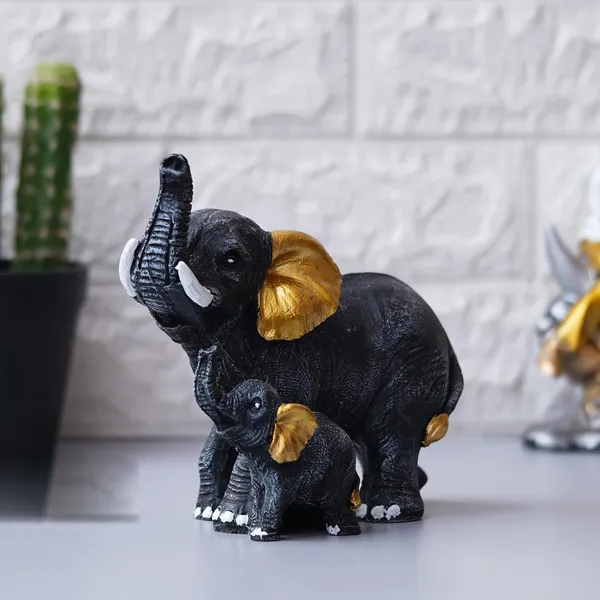 Black_And_Gold_Elephant_Family_Decorative_Figurine_Set