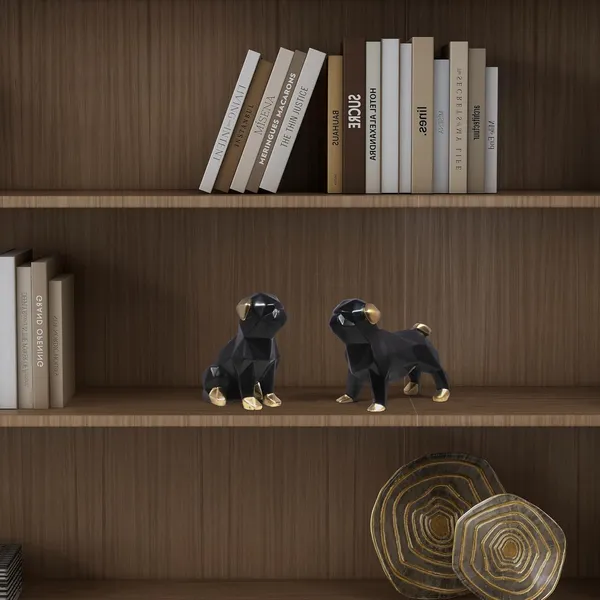 Decorative_Geometric_Pug_Dog_Figurines_Set_Black_&_Gold_Set_Of_2