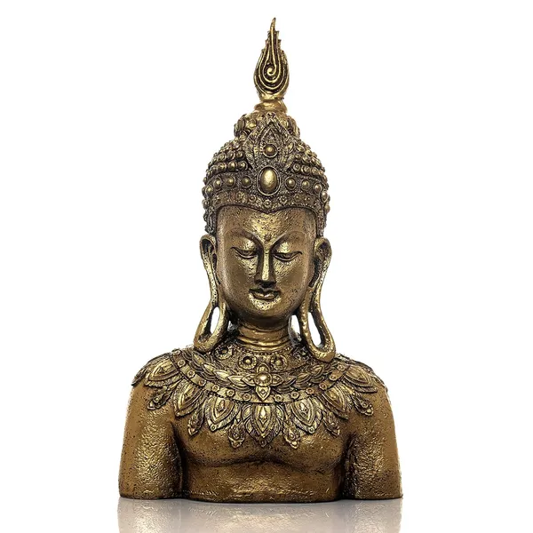 Handcrafted_Golden_Buddha_Head_Bust_Statue_Decorative_Showpiece
