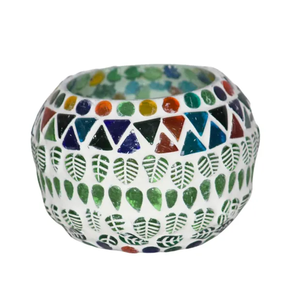 Handcrafted_Mosaic_Glass_Candle_Holder_Green_&_Multicolor