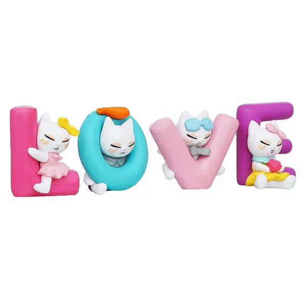 Love_Letter_Decorative_Showpiece_With_Adorable_Cat_Figurines_Set_Of_4_Letters